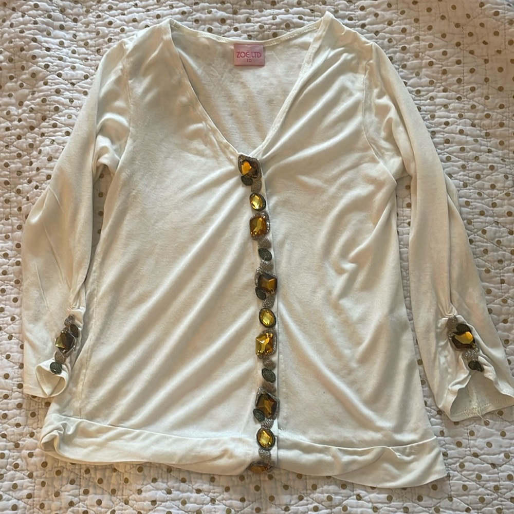 Bejeweled cream top